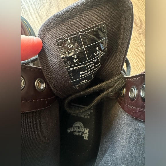 NEW Doc Martens Vegan 1460 Burgundy Cherry Red Oxford Rub Off Lace Up Boots W 5 - Picture 7 of 7
